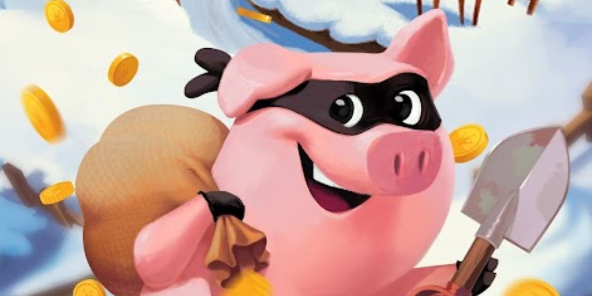 Screenshot from Coin Master, showing a pig carrying a sack of coins